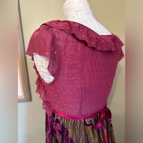 Free People Mesh and Velvet Floral ruffles Dress - Picture 5 of 15